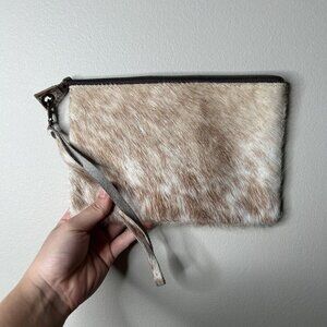 2Chic 100% Leather Zippered Wristlet Pouch